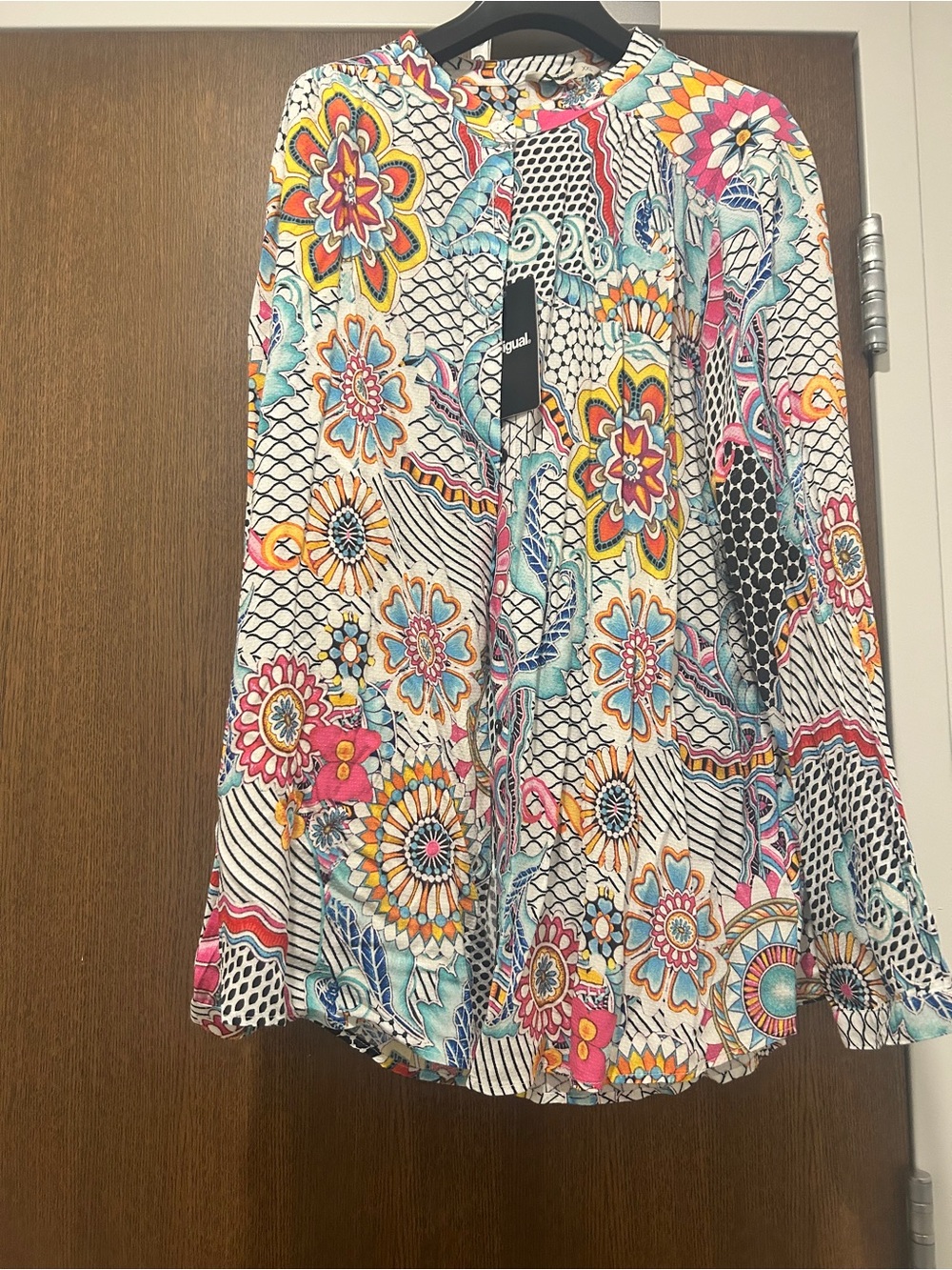 Desigual Round neck  Multicolor Floral Paisley Top - Pink, Blue, Yellow